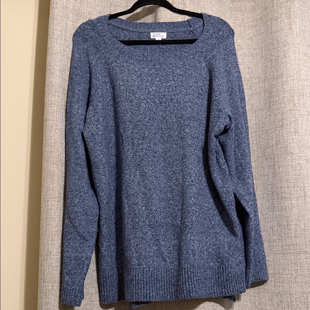 Market & Spruce Heathered Blue Crew Neck Sweater 1X